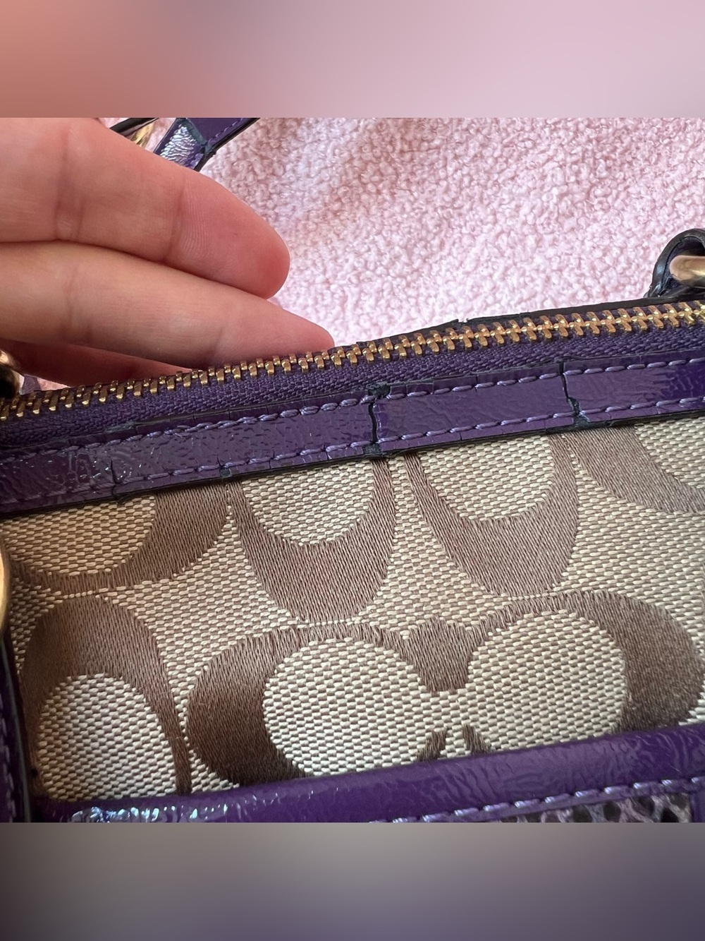 Coach Signature Python Stripe Satchel - Picture 7 of 7